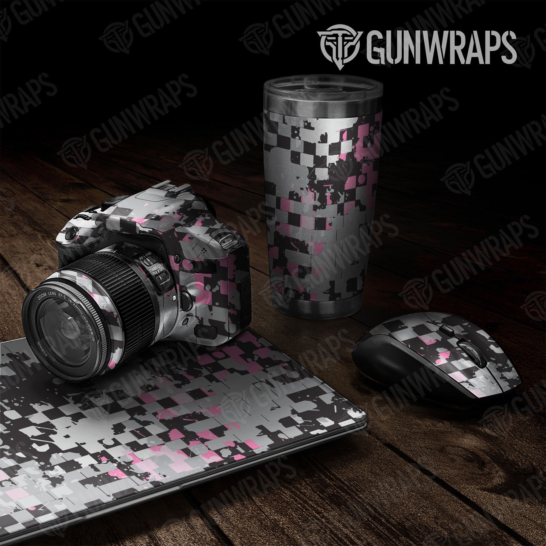 Universal Sheet Broken Plaid Gear Skin Vinyl Wrap Broken Plaid Pink Tiger Gear Skin Vinyl Wrap