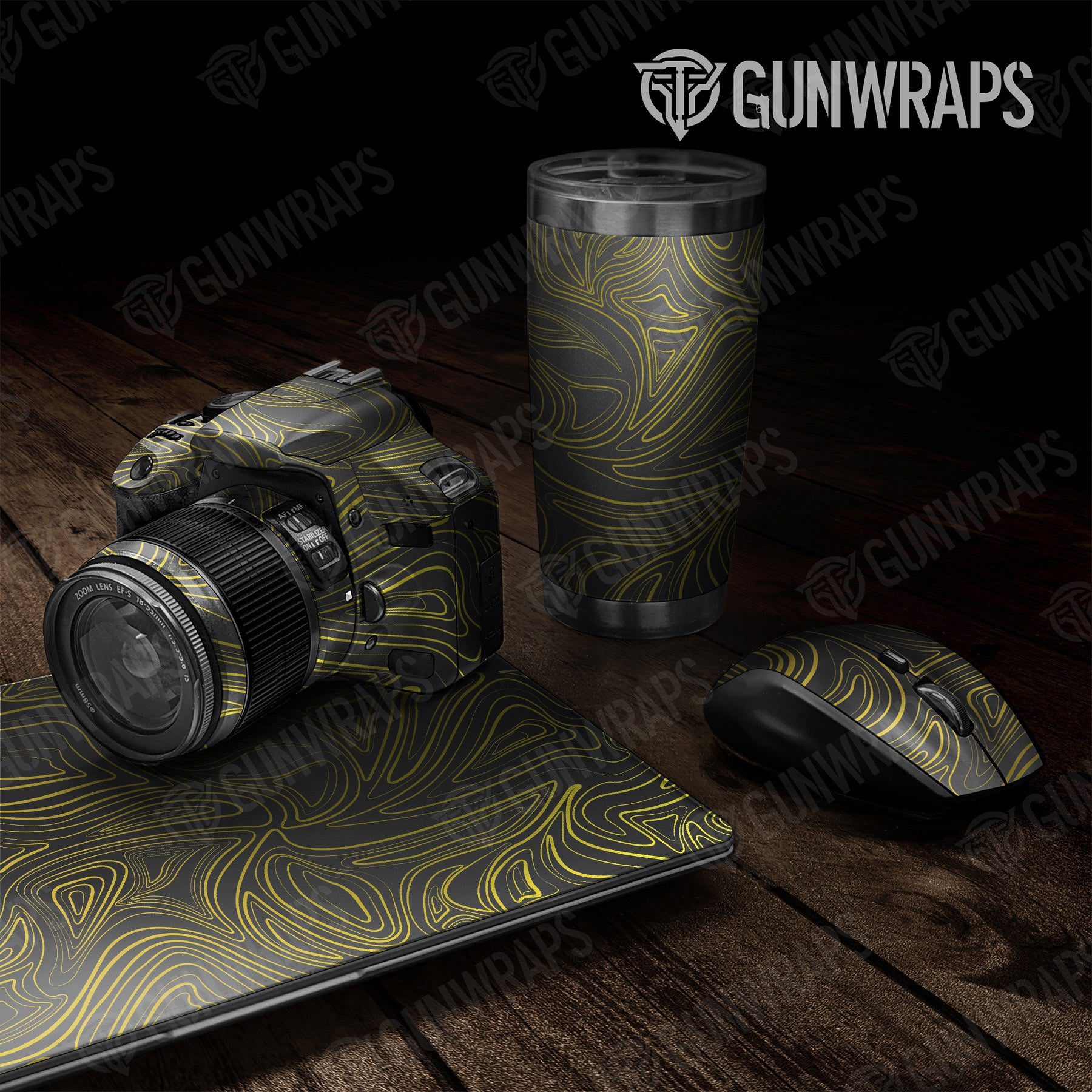 Universal Sheet Damascus Gear Skin Vinyl Wrap Damascus Yellow Gear Skin Vinyl Wrap