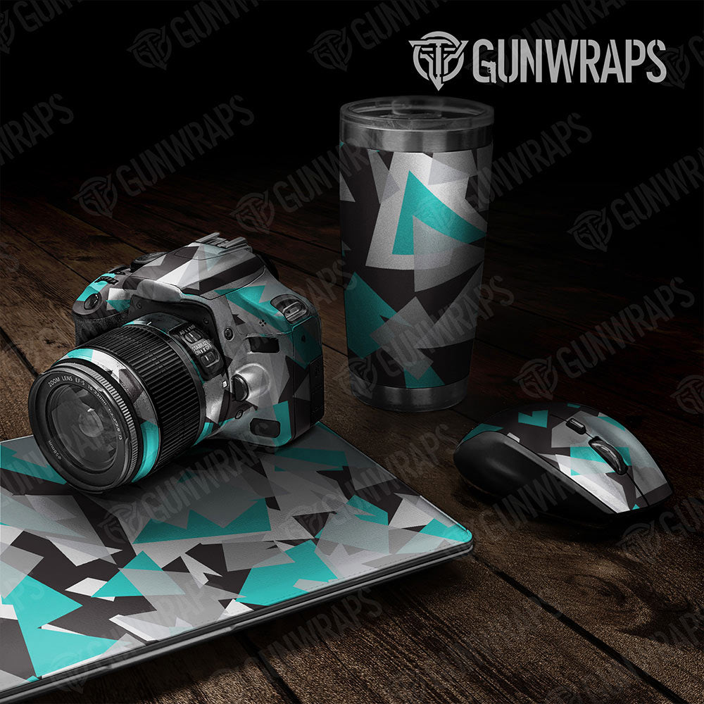 Universal Sheet Shattered Gear Skin Vinyl Wrap Shattered Tiffany Blue Tiger Gear Skin Vinyl Wrap