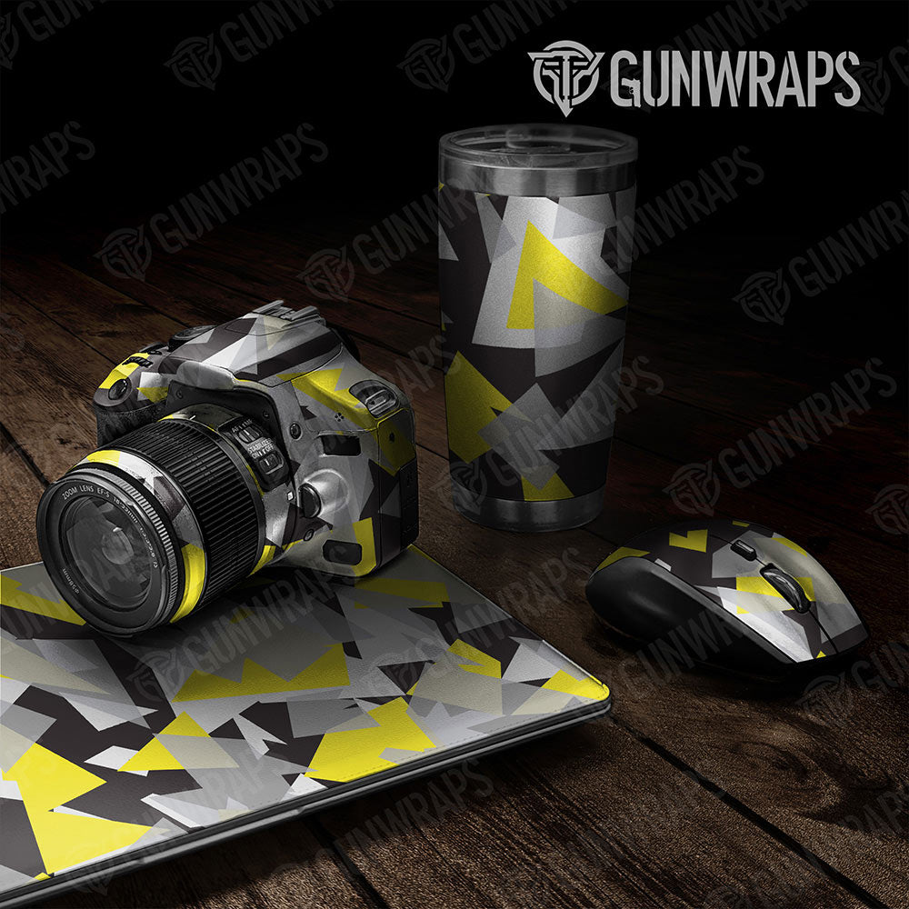 Universal Sheet Shattered Gear Skin Vinyl Wrap Shattered Yellow Tiger Gear Skin Vinyl Wrap
