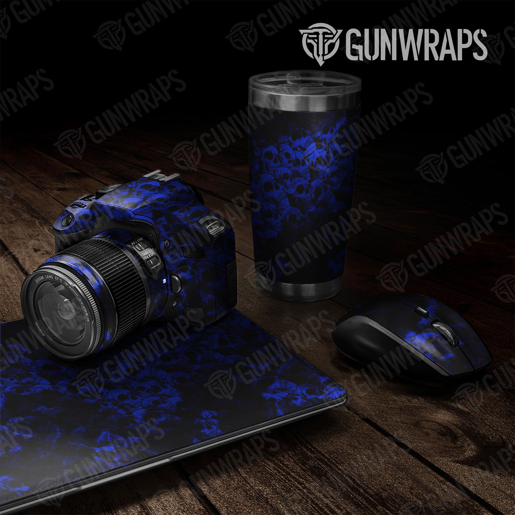 Universal Sheet Skull Gear Skin Vinyl Wrap Skull Blue Gear Skin Vinyl Wrap