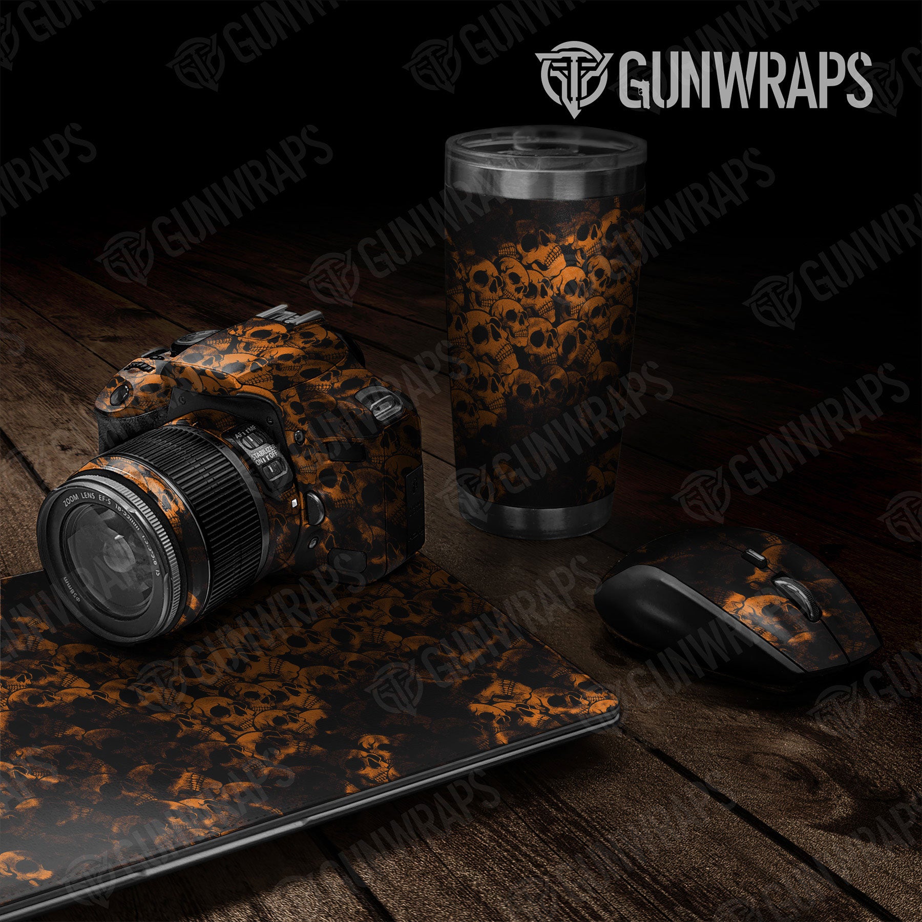 Universal Sheet Skull Gear Skin Vinyl Wrap Skull Orange Gear Skin Vinyl Wrap