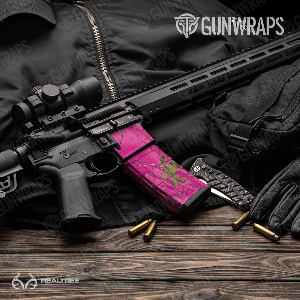 AR-15 Mag & Mag Well Realtree XTRA Colors Magenta Camo Gun Skin Vinyl Wrap
