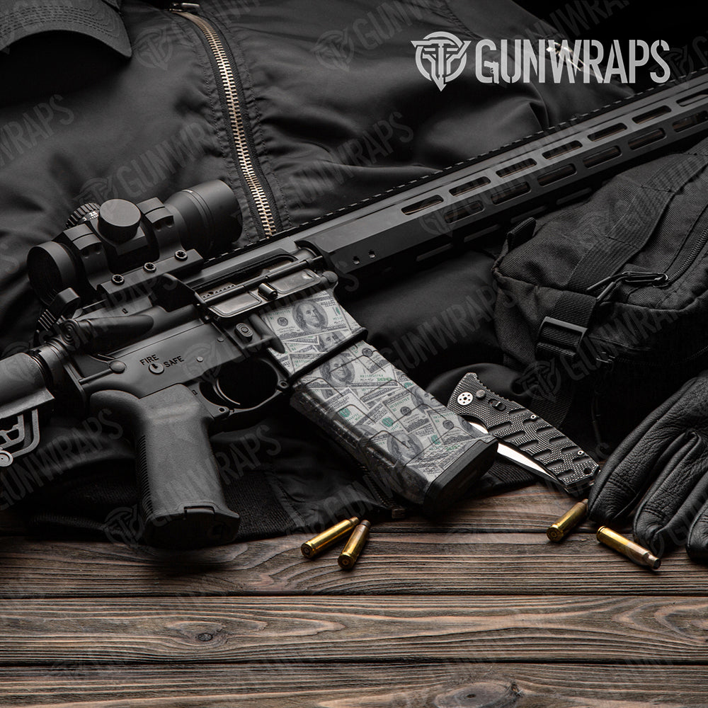 Money 100 Dollar Bills AR-15 Mag & Mag Well Gun Skin Vinyl Wrap