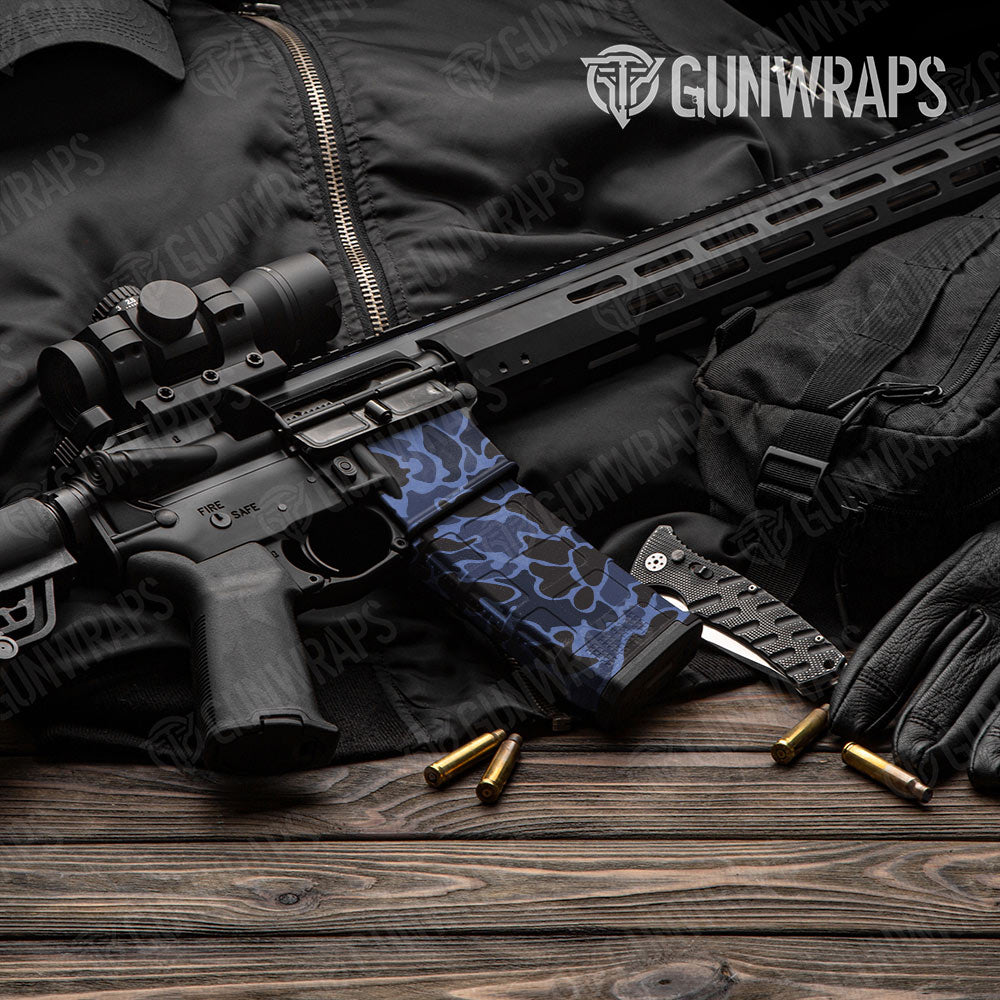 Old School Duck Blue Midnight AR-15 Mag & Mag Well Gun Skin Vinyl Wrap