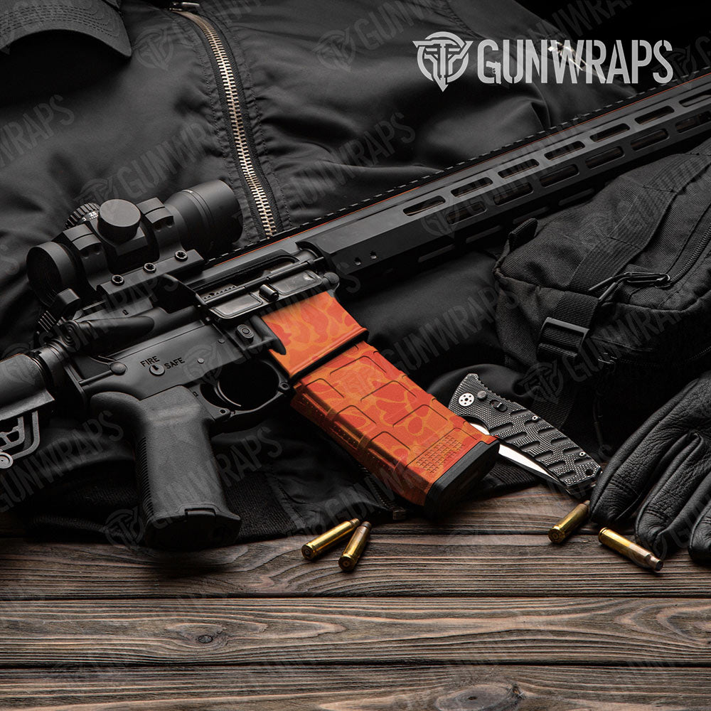Old School Duck Elite Orange AR-15 Mag & Mag Well Gun Skin Vinyl Wrap