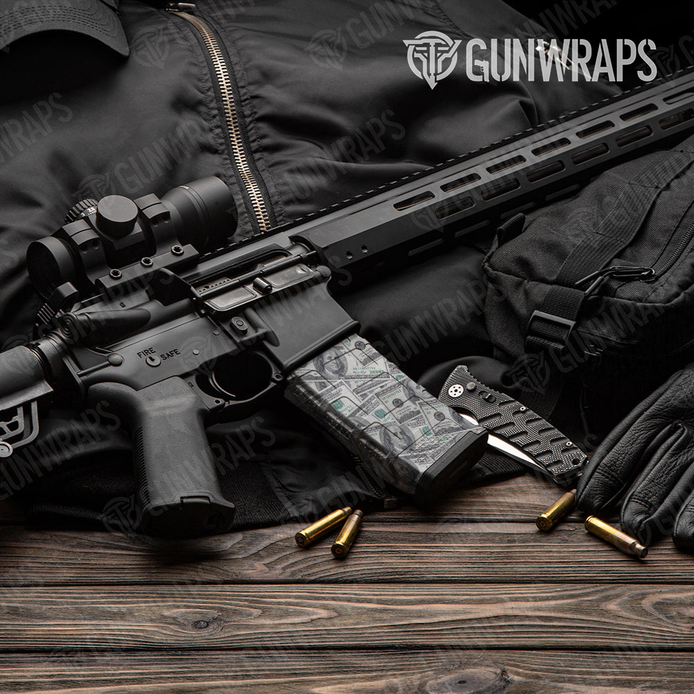 Money 100 Dollar Bills AR-15 Mag Gun Skin Vinyl Wrap