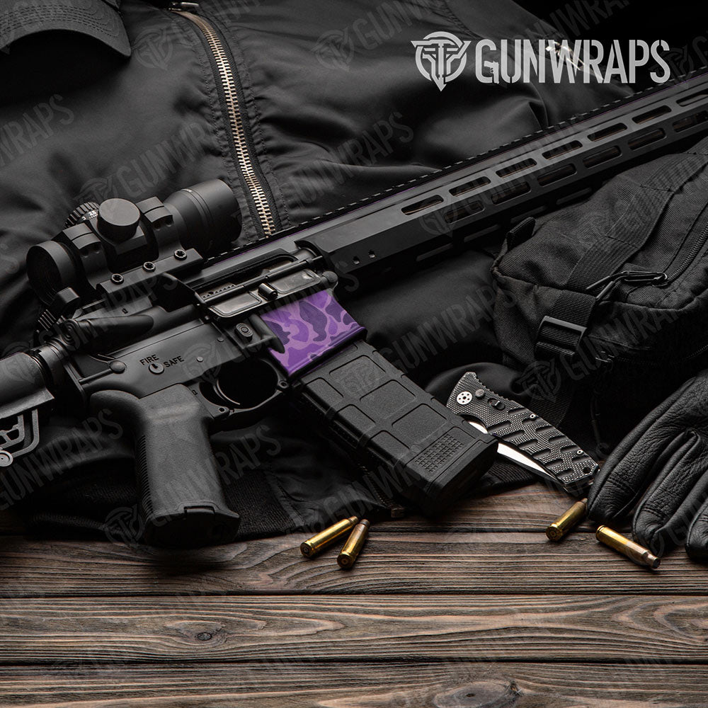 Old School Duck Elite Purple AR-15 Mag Well Gun Skin Vinyl Wrap