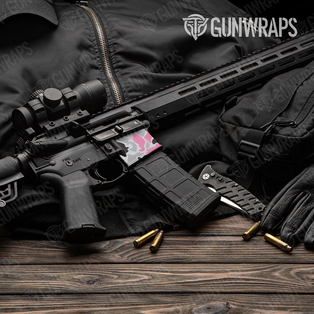 Old School Duck Pink Tiger AR-15 Mag Well Gun Skin Vinyl Wrap