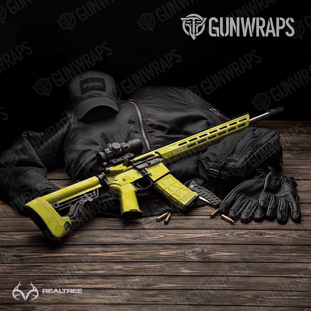 AR-15 Realtree Fishing Yellow Camo Gun Skin Vinyl Wrap