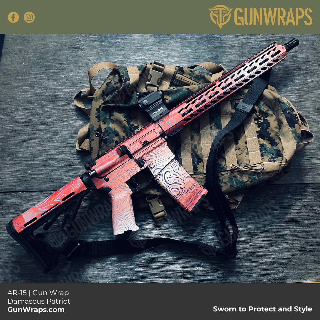 AR 15 Damascus Patriot Gun Skin Vinyl Wrap