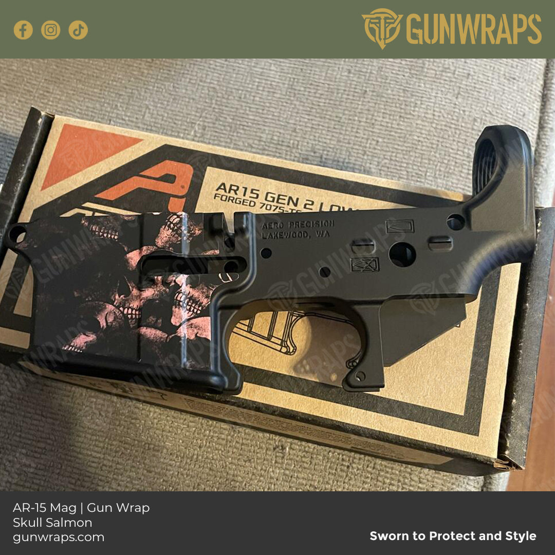 AR 15 Mag Skull Salmon Gun Skin Vinyl Wrap