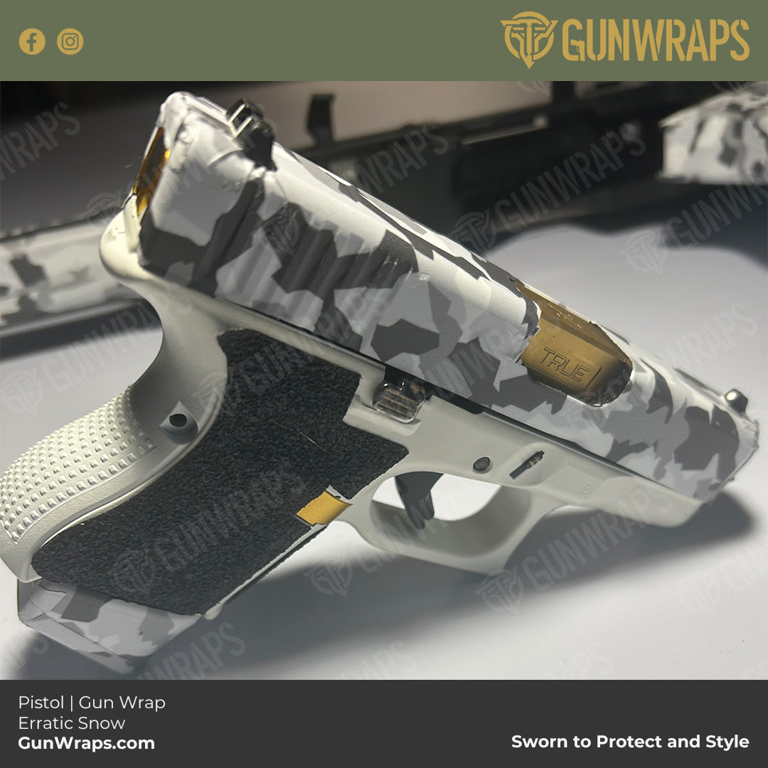 Pistol Slide Erratic Snow Camo Gun Skin Vinyl Wrap