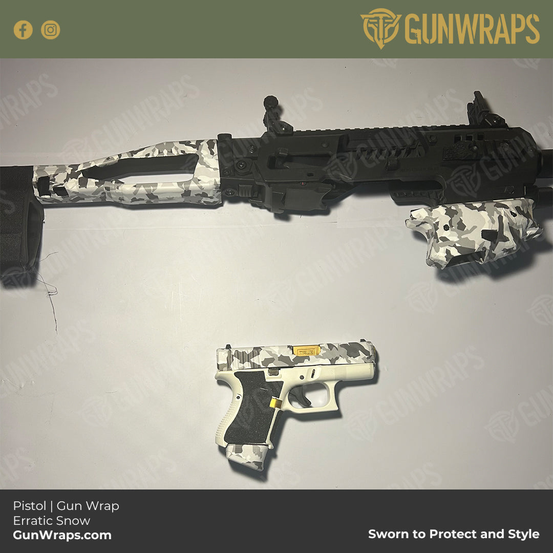 Pistol Slide Erratic Snow Camo Gun Skin Vinyl Wrap