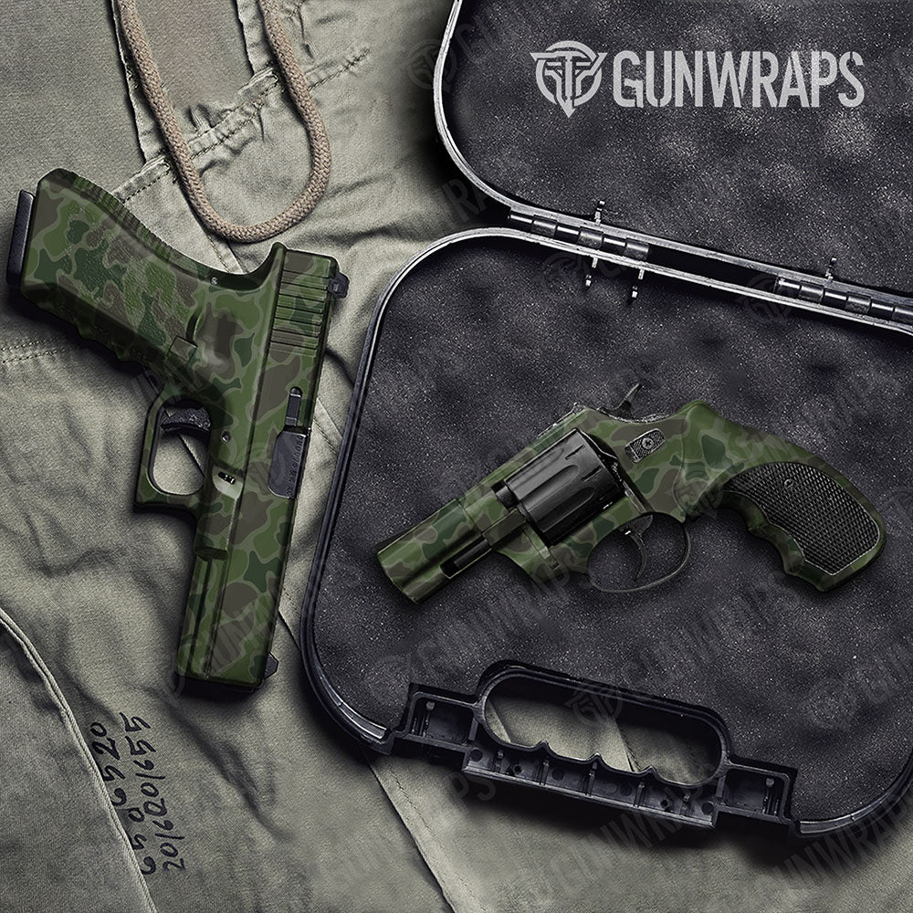 Old School Duck Army Dark Green Gun Skin Vinyl Wrap