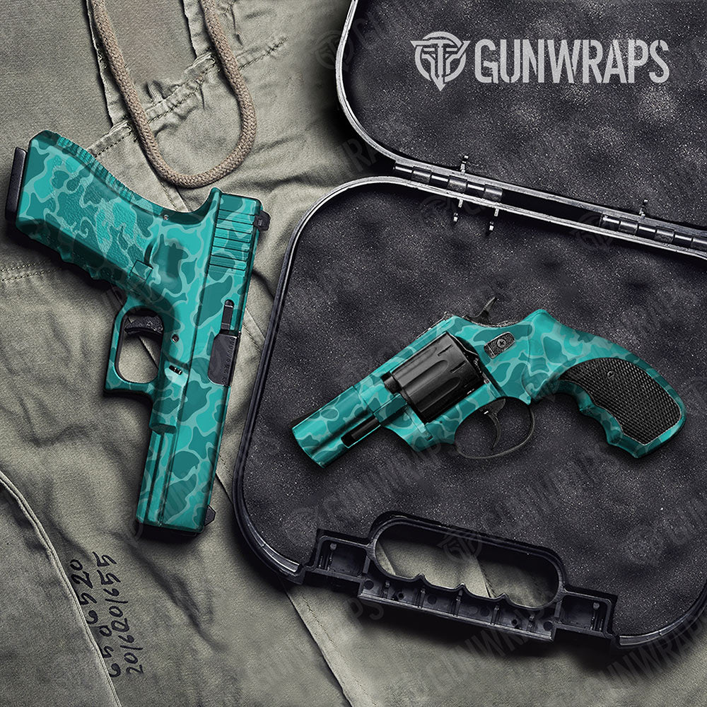 Old School Duck Elite Tiffany Blue Gun Skin Vinyl Wrap