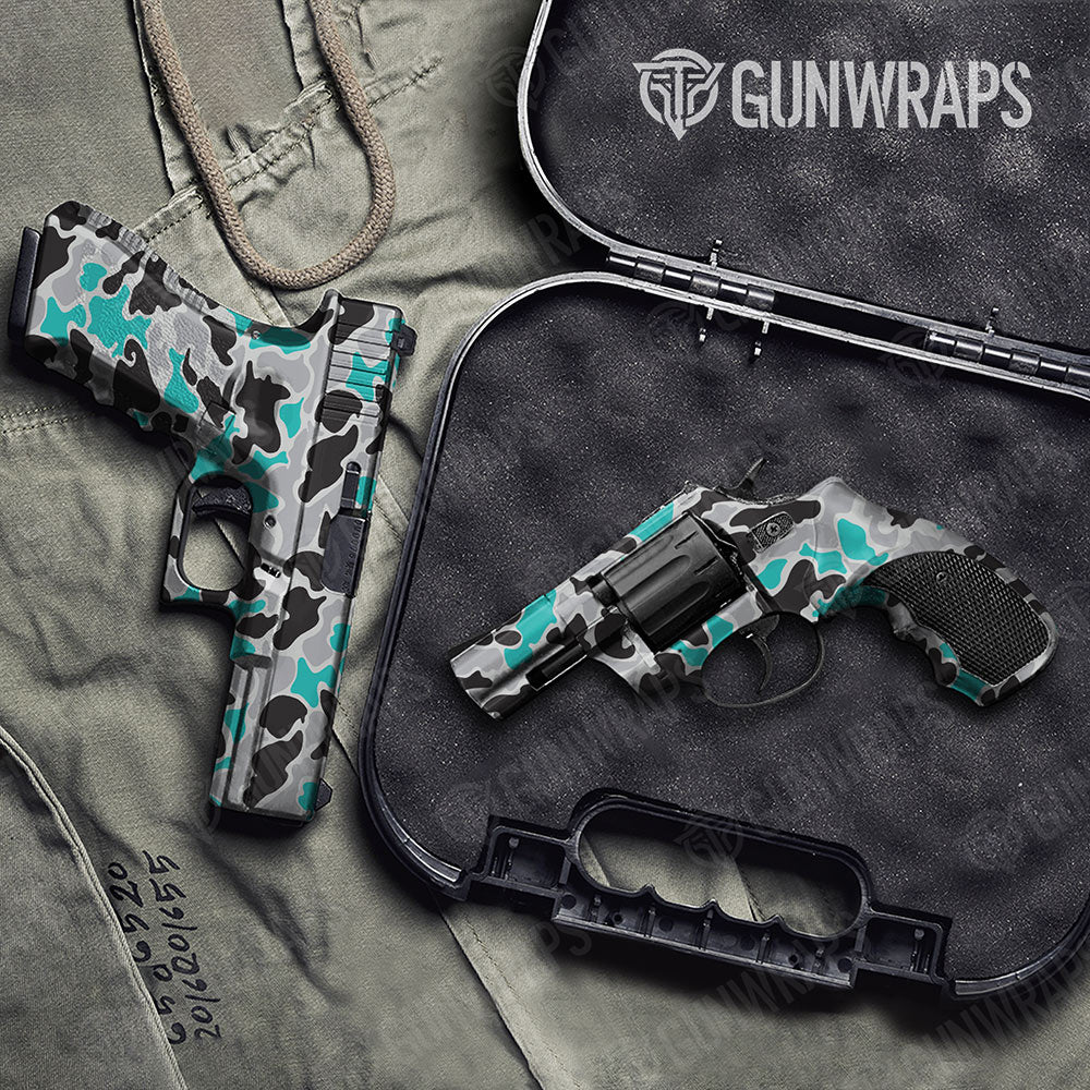 Old School Duck Tiffany Blue Tiger Gun Skin Vinyl Wrap
