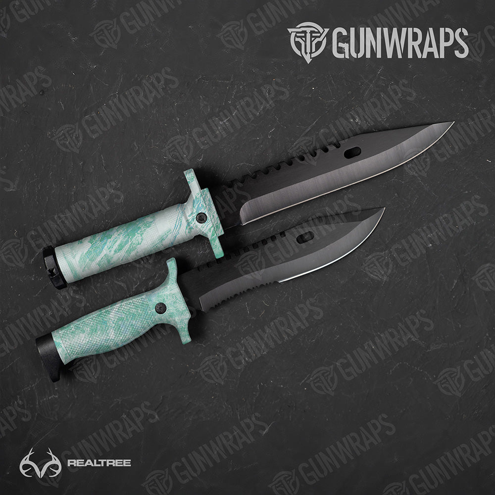 Knife Realtree Aspect Teal Waters Camo Gear Skin Vinyl Wrap