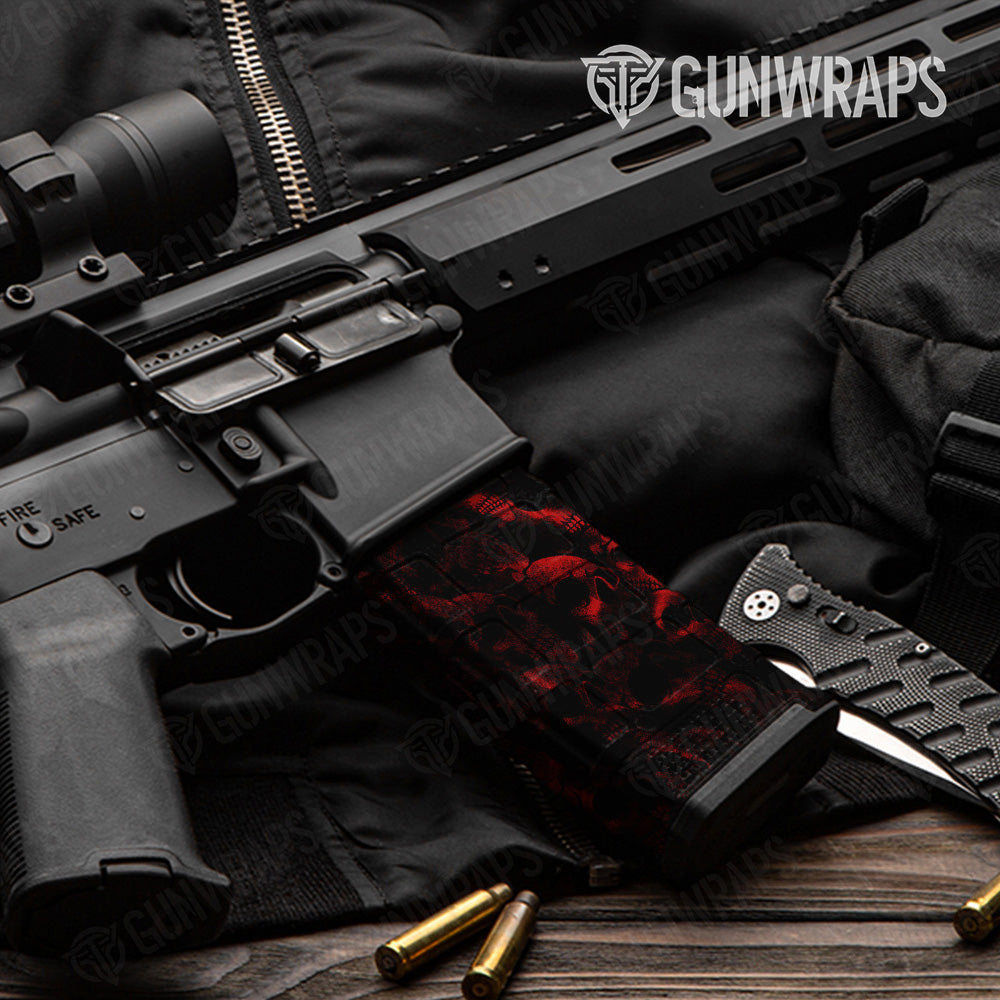 AR 15 Mag Skull Red Gun Skin Pattern