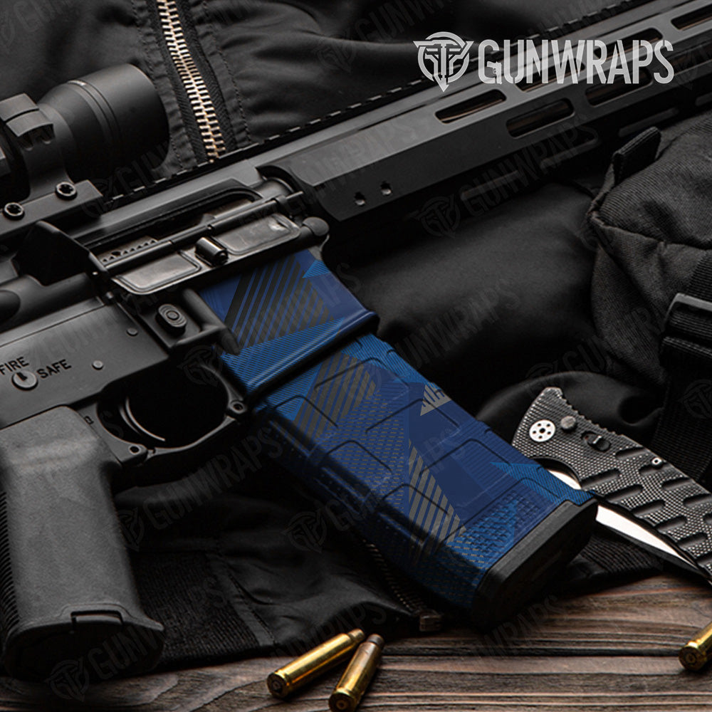 AR 15 Mag & Mag Well Trigon Elite Blue Gun Skin Pattern