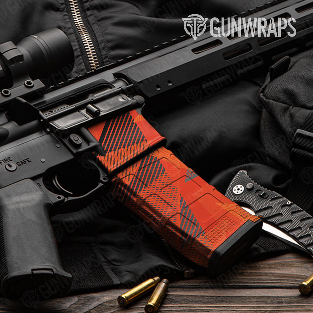AR 15 Mag & Mag Well Trigon Elite Orange Gun Skin Pattern