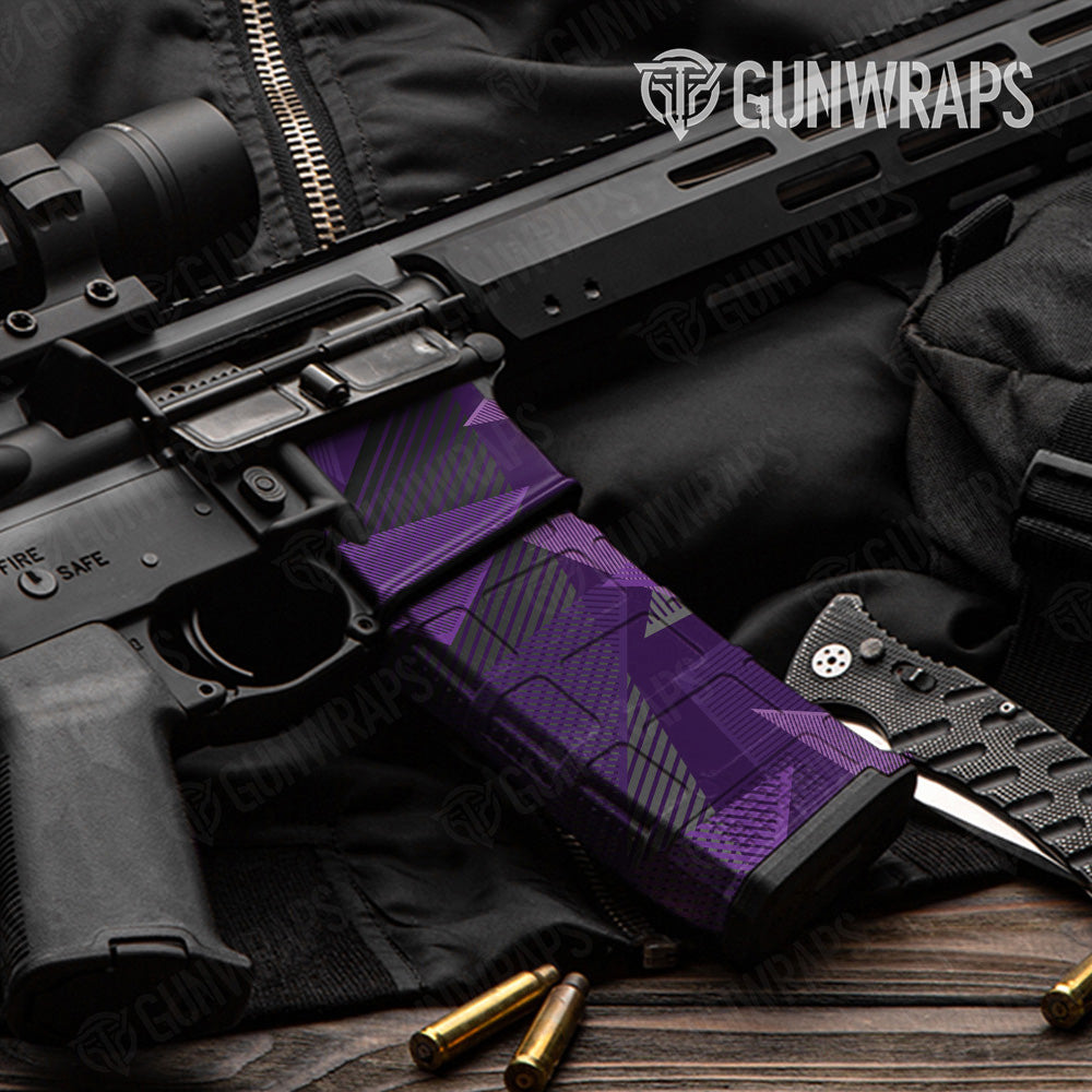 AR 15 Mag & Mag Well Trigon Elite Purple Gun Skin Pattern