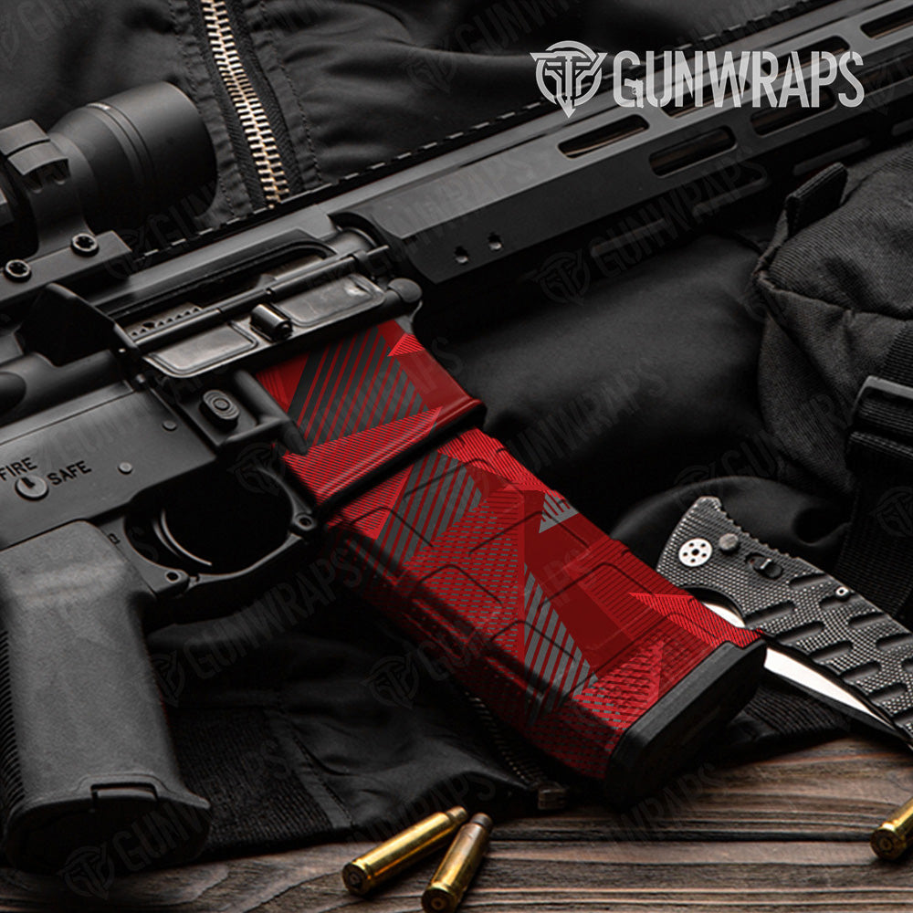 AR 15 Mag & Mag Well Trigon Elite Red Gun Skin Pattern