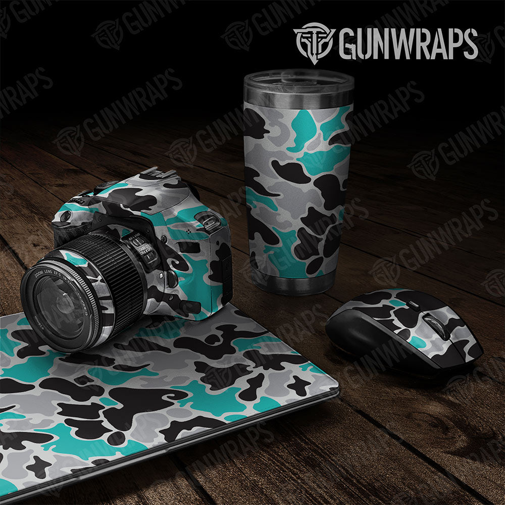 Old School Duck Tiffany Blue Tiger Gun Skin Vinyl Wrap