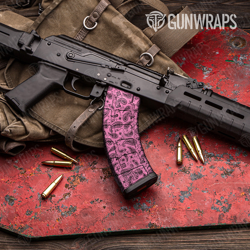 Bandana Pink Black AK 47 Mag Gun Skin Vinyl Wrap