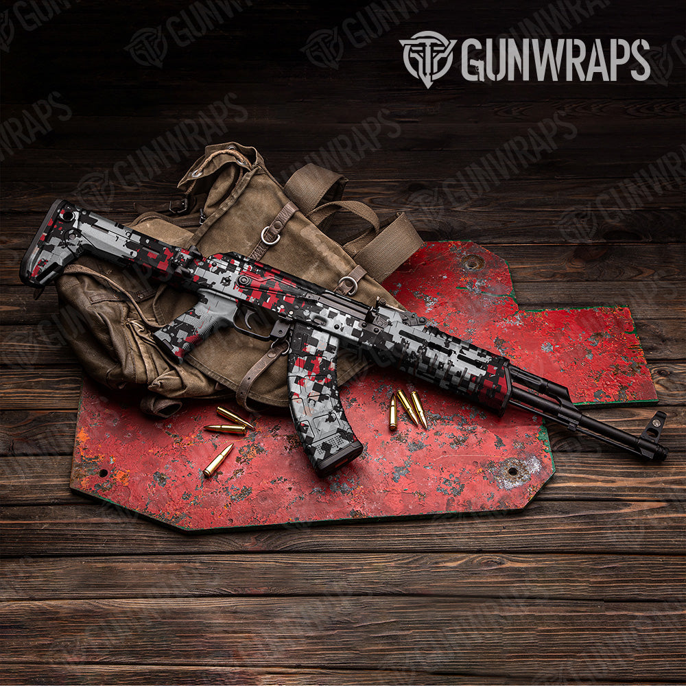 Broken Plaid Red Camo AK 47 Gun Skin Vinyl Wrap