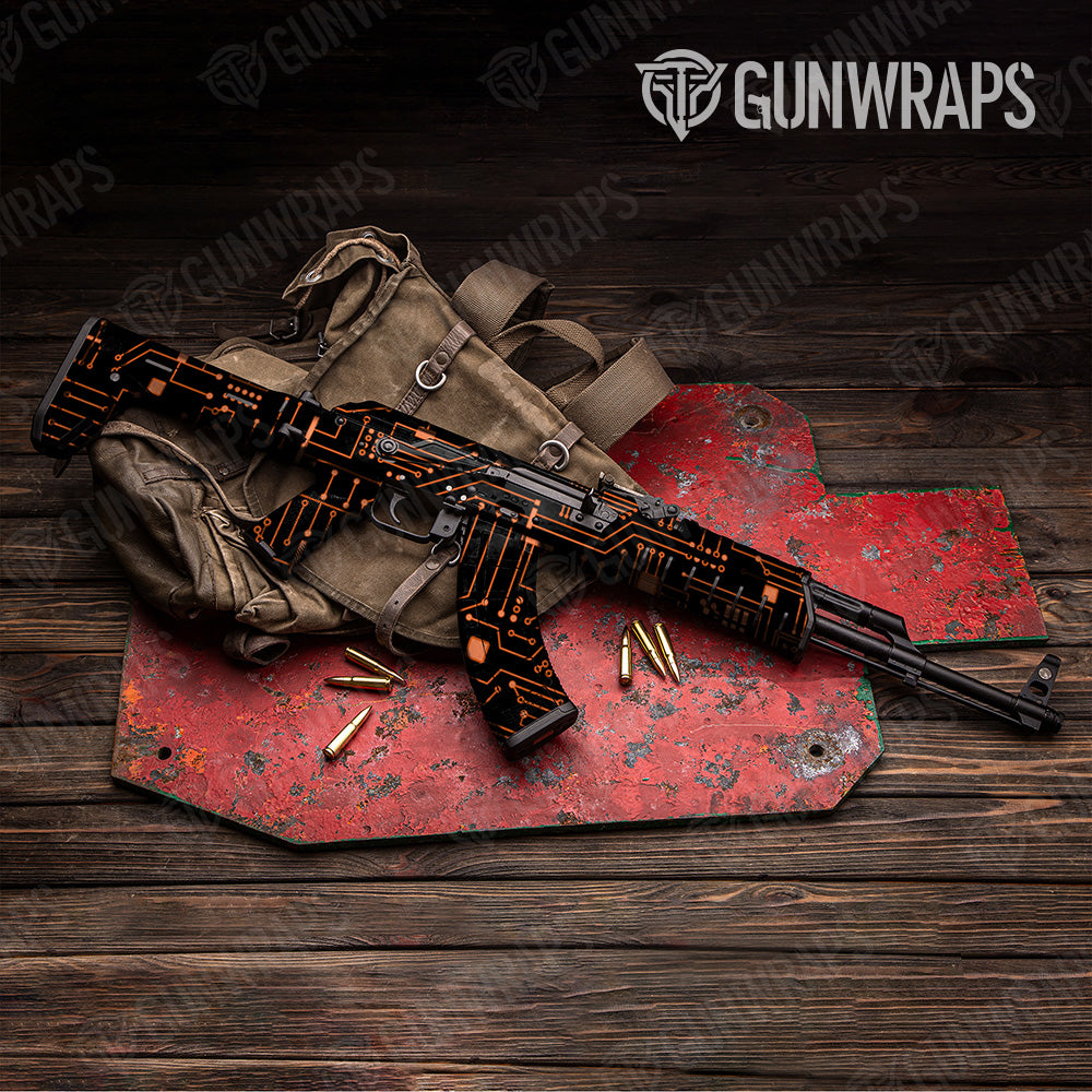 Circuit Board Orange AK 47 Gun Skin Vinyl Wrap