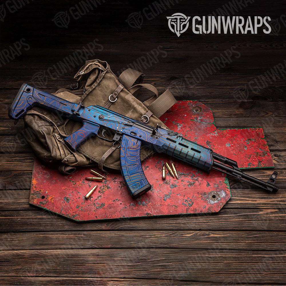 Damascus Fire & Ice AK 47 Gun Skin Vinyl Wrap