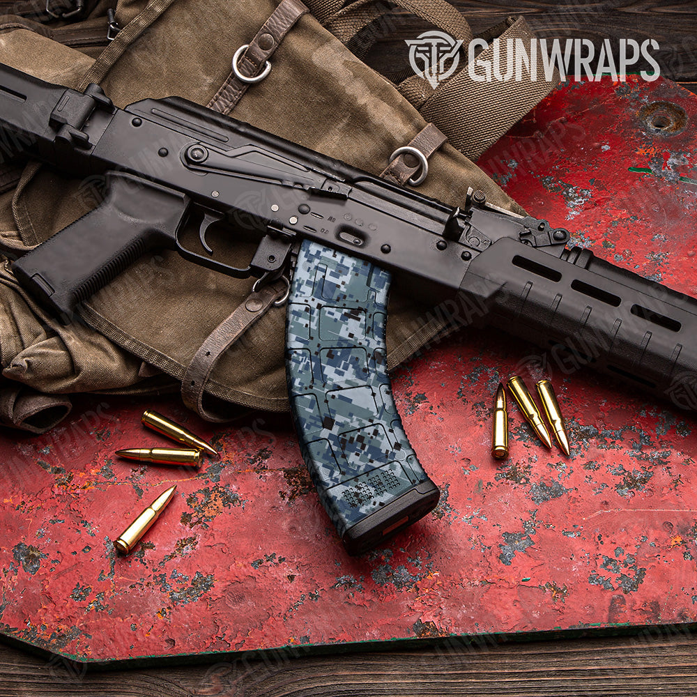 Digital Navy Camo AK 47 Mag Gun Skin Vinyl Wrap