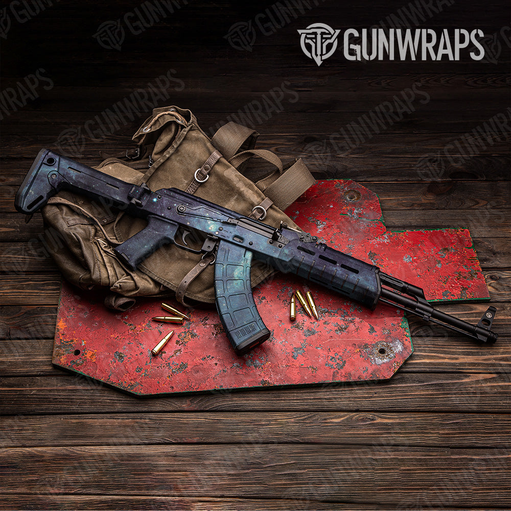 Galaxy Blue Nebula AK 47 Gun Skin Vinyl Wrap