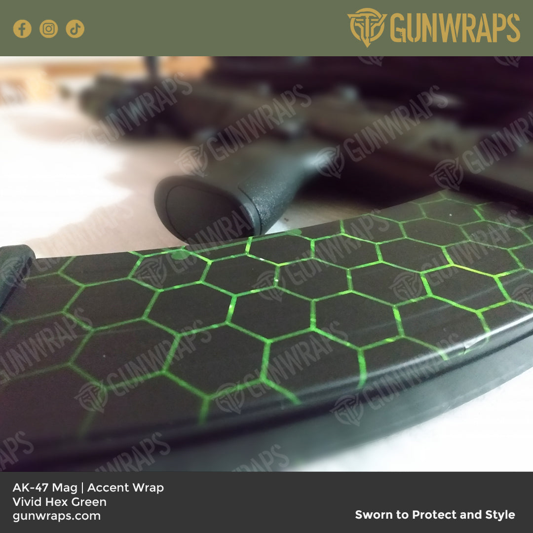 AK 47 Mag Vivid Hex Green Gun Skin Vinyl Wrap