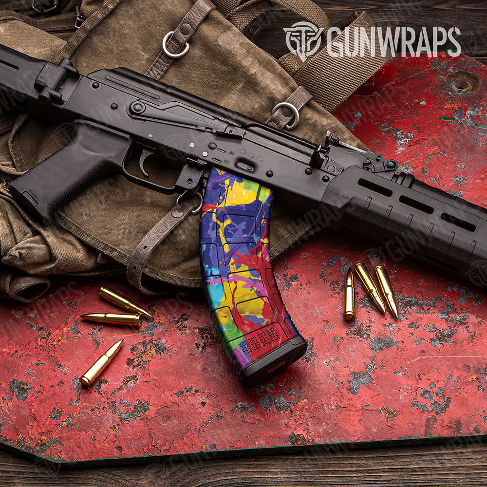 Paint Splatter Blue AK 47 Mag Gun Skin Vinyl Wrap