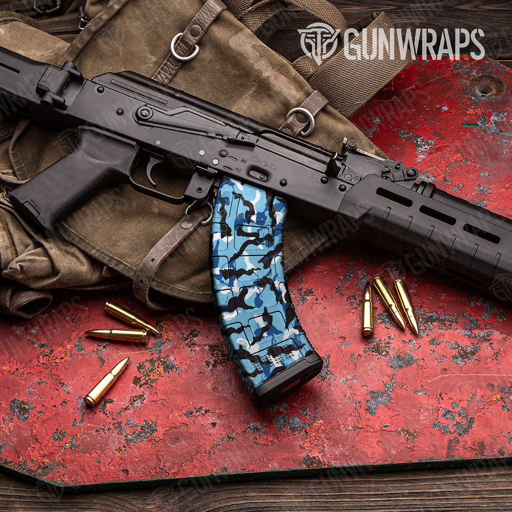 Ragged Baby Blue Camo AK 47 Mag Gun Skin Vinyl Wrap