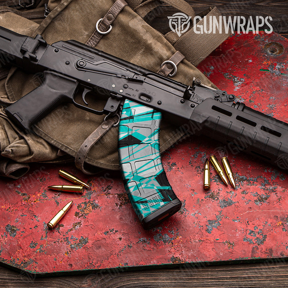 Sharp Tiffany Blue Tiger Camo AK 47 Mag Gun Skin Vinyl Wrap