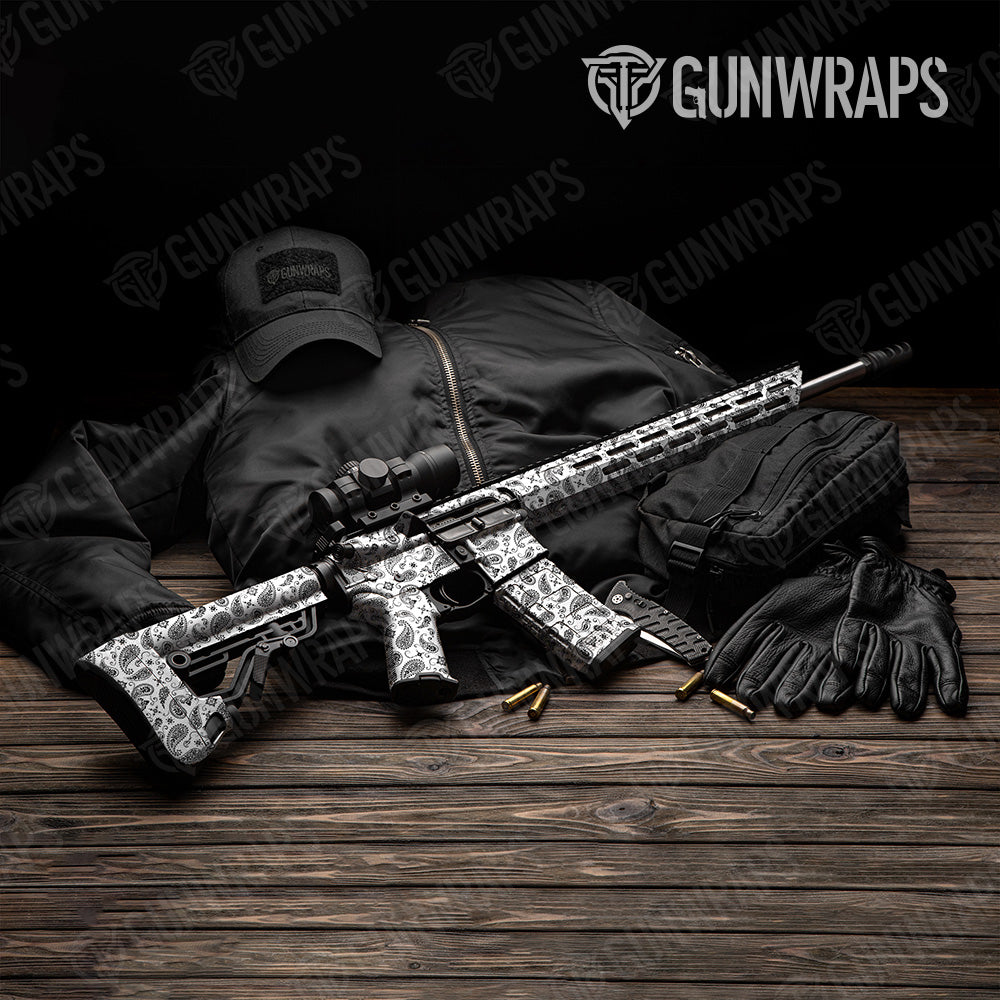 Bandana White Black AR 15 Gun Skin Vinyl Wrap