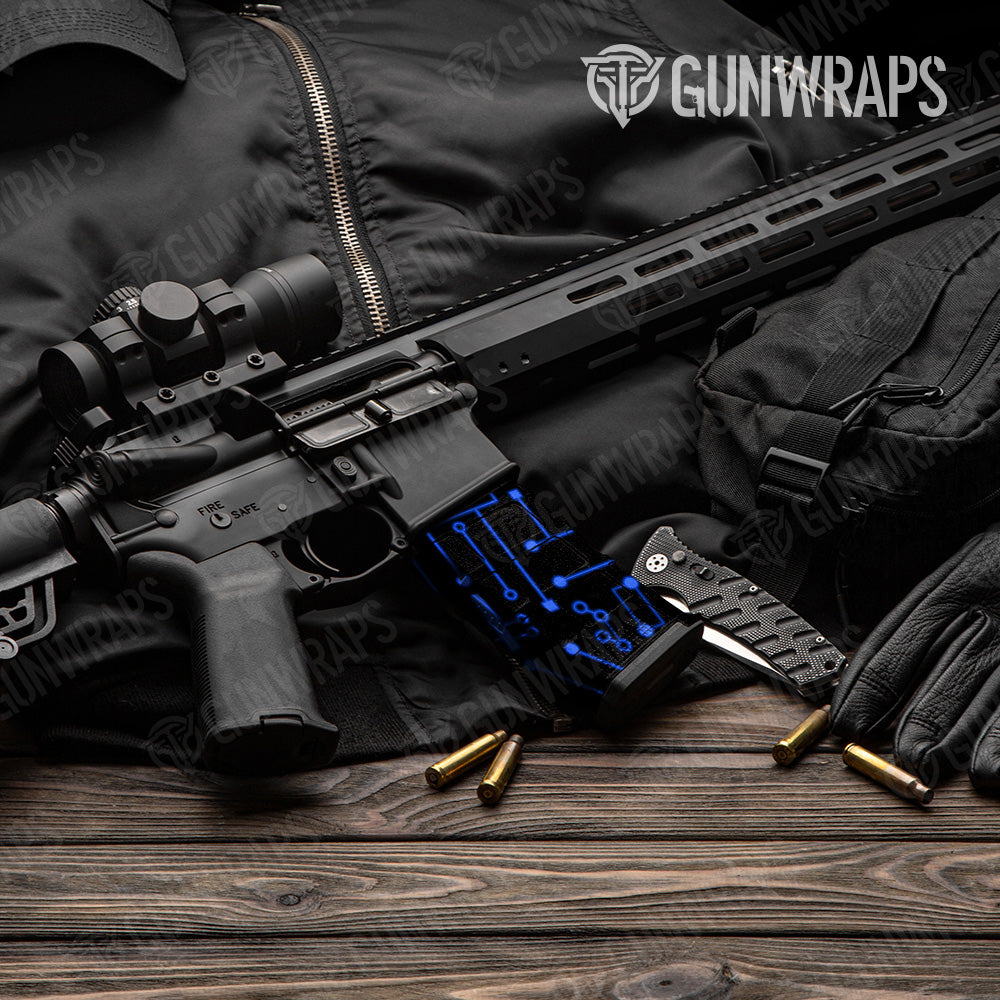 Circuit Board Blue AR 15 Mag Gun Skin Vinyl Wrap