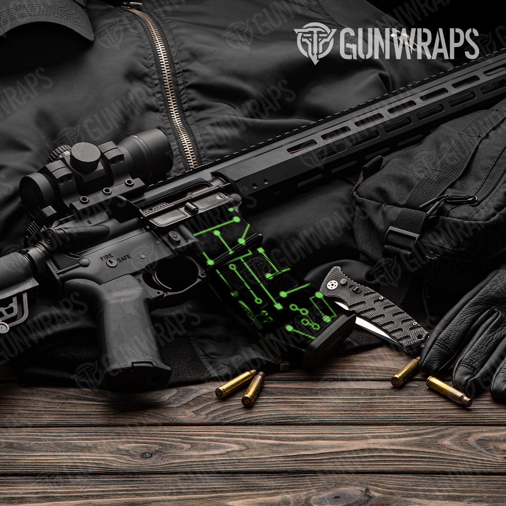Circuit Board Green AR 15 Mag & Mag Well Gun Skin Vinyl Wrap