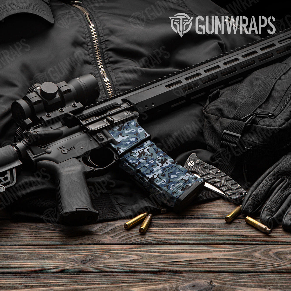 Classic Navy Camo AR 15 Mag & Mag Well Gun Skin Vinyl Wrap