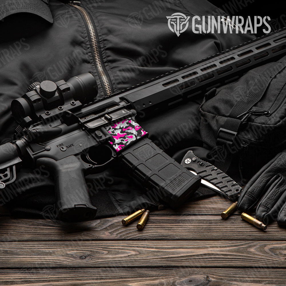 Classic Magenta Tiger Camo AR 15 Mag Well Gun Skin Vinyl Wrap