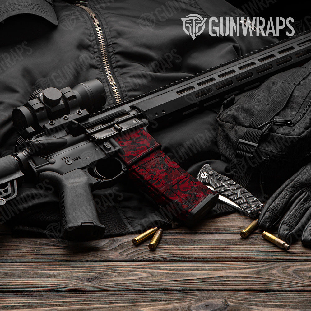Classic Vampire Red Camo AR 15 Mag & Mag Well Gun Skin Vinyl Wrap