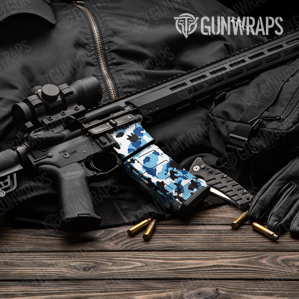 Cumulus Baby Blue Camo AR 15 Mag & Mag Well Gun Skin Vinyl Wrap