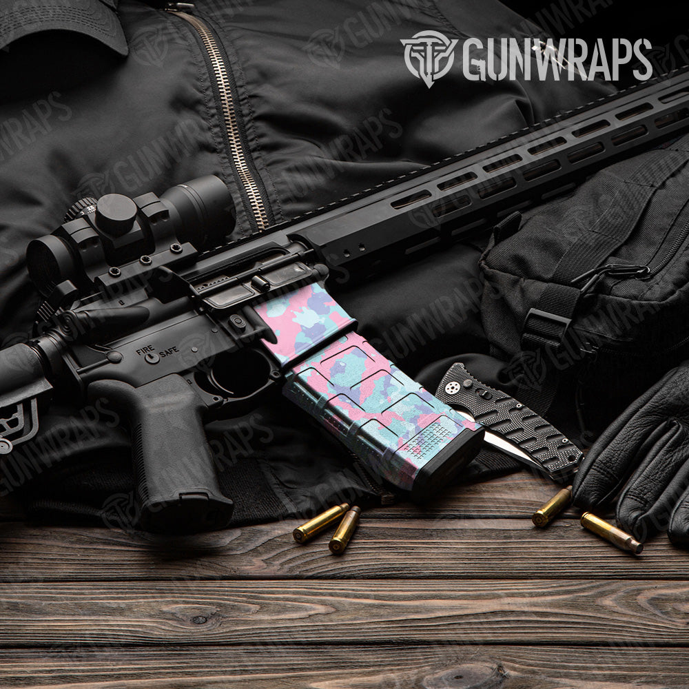 Cumulus Cotton Candy Camo AR 15 Mag & Mag Well Gun Skin Vinyl Wrap