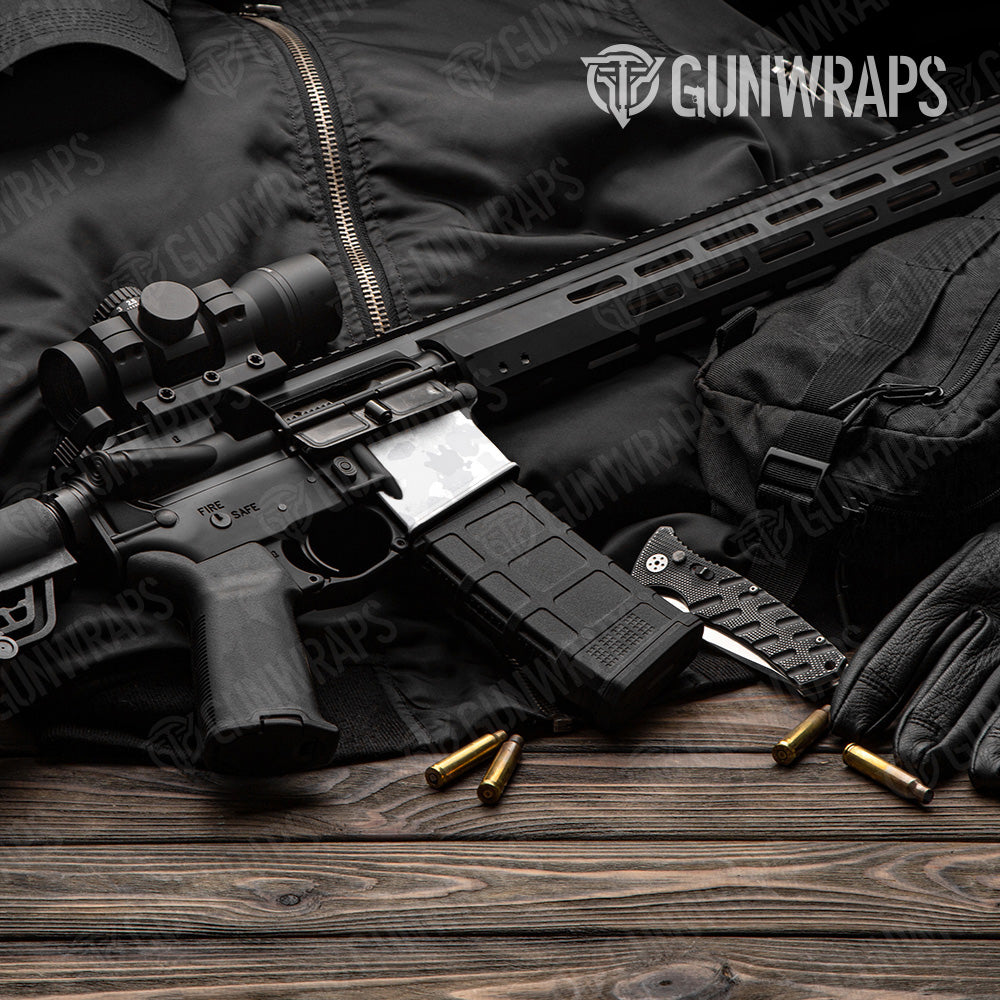 Cumulus Elite White Camo AR 15 Mag Well Gun Skin Vinyl Wrap