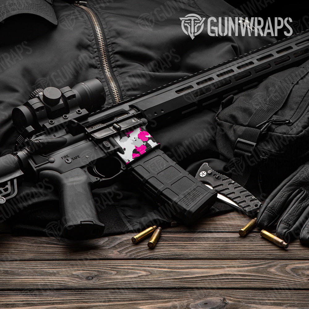 Cumulus Magenta Tiger Camo AR 15 Mag Well Gun Skin Vinyl Wrap