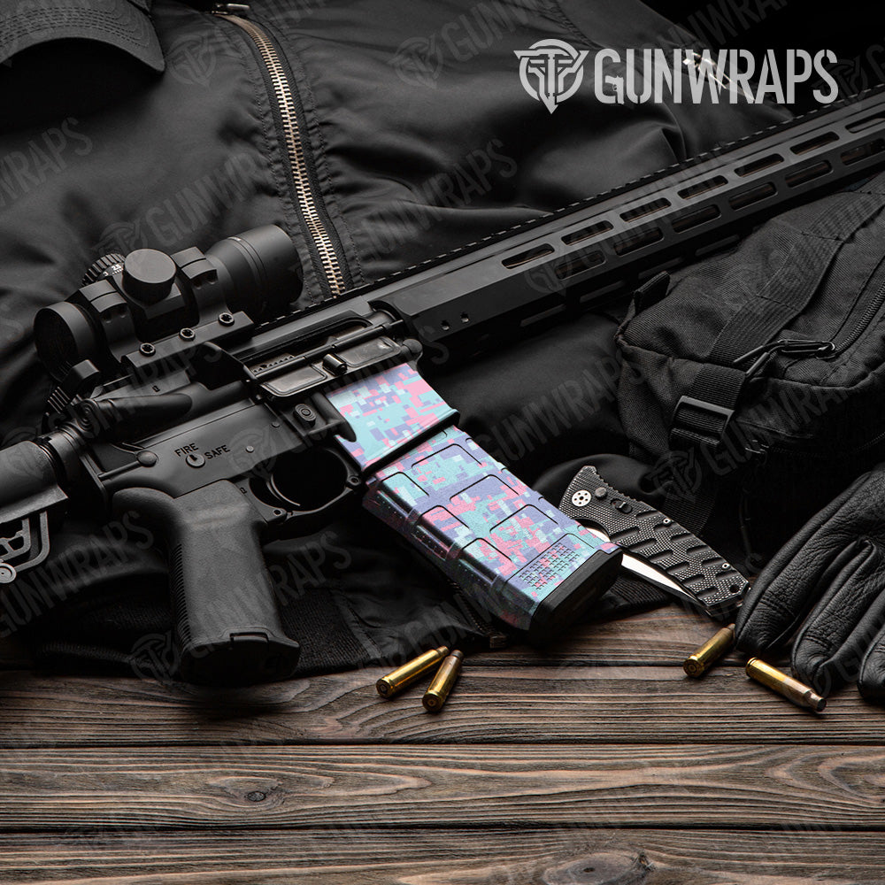 Digital Cotton Candy Camo AR 15 Mag & Mag Well Gun Skin Vinyl Wrap