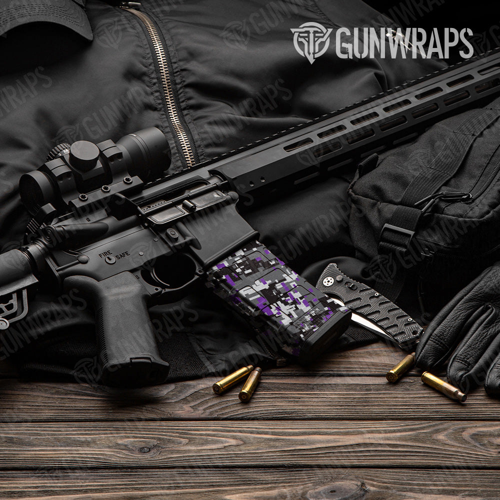 Digital Urban Purple Camo AR 15 Mag Gun Skin Vinyl Wrap